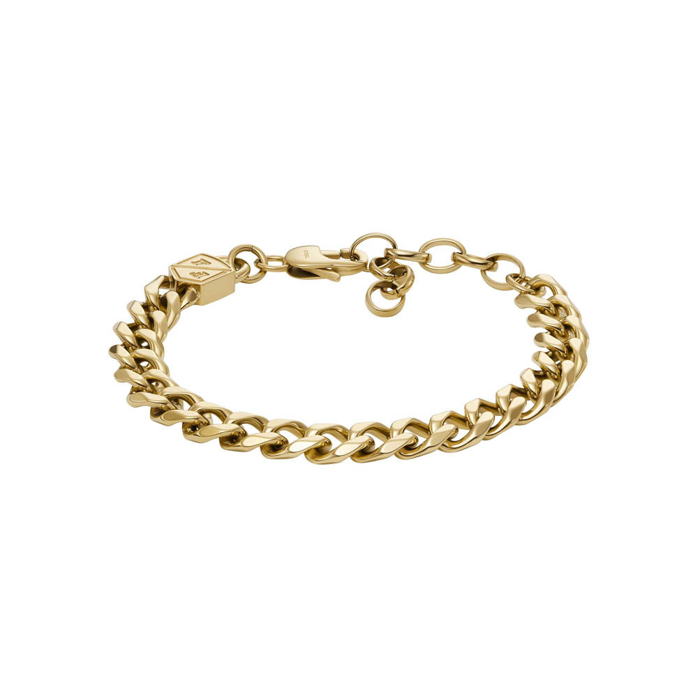Fossil Striking Yellow Gold Plated 16.5+5cm Stainless Steel Bold Bracelet