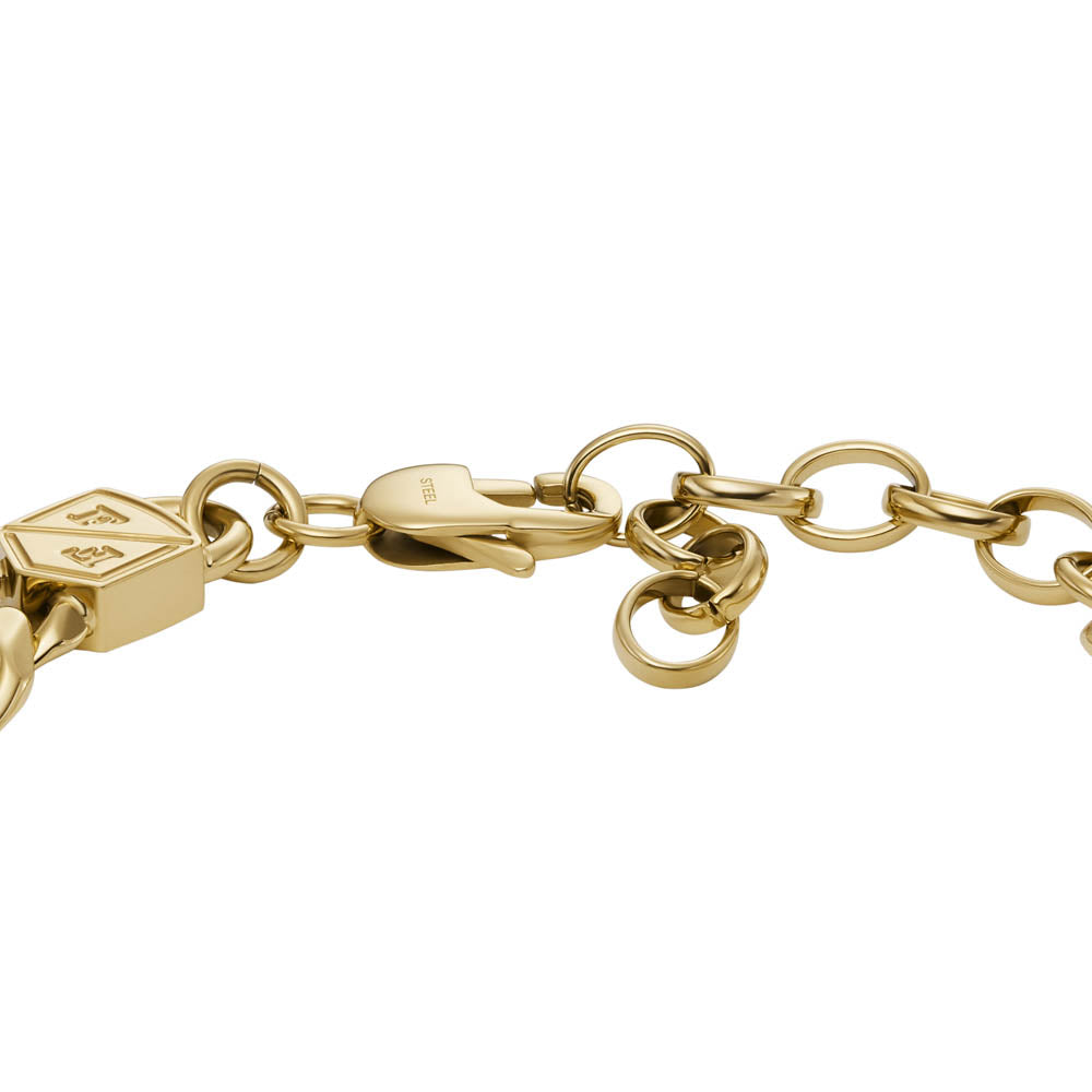 Fossil Striking Yellow Gold Plated 16.5+5cm Stainless Steel Bold Bracelet