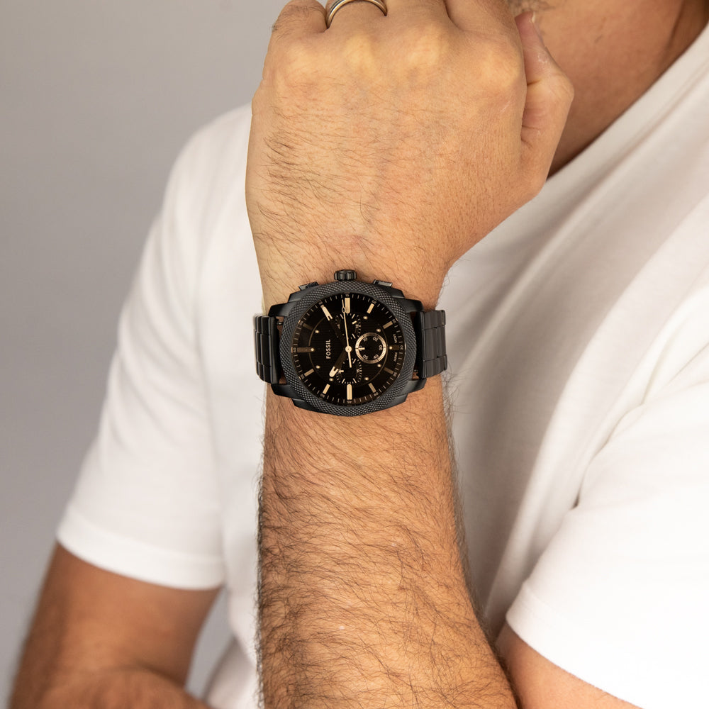 Fossil Machine FS6097 Stylish Black IP Chronograph Watch with 44mm Case