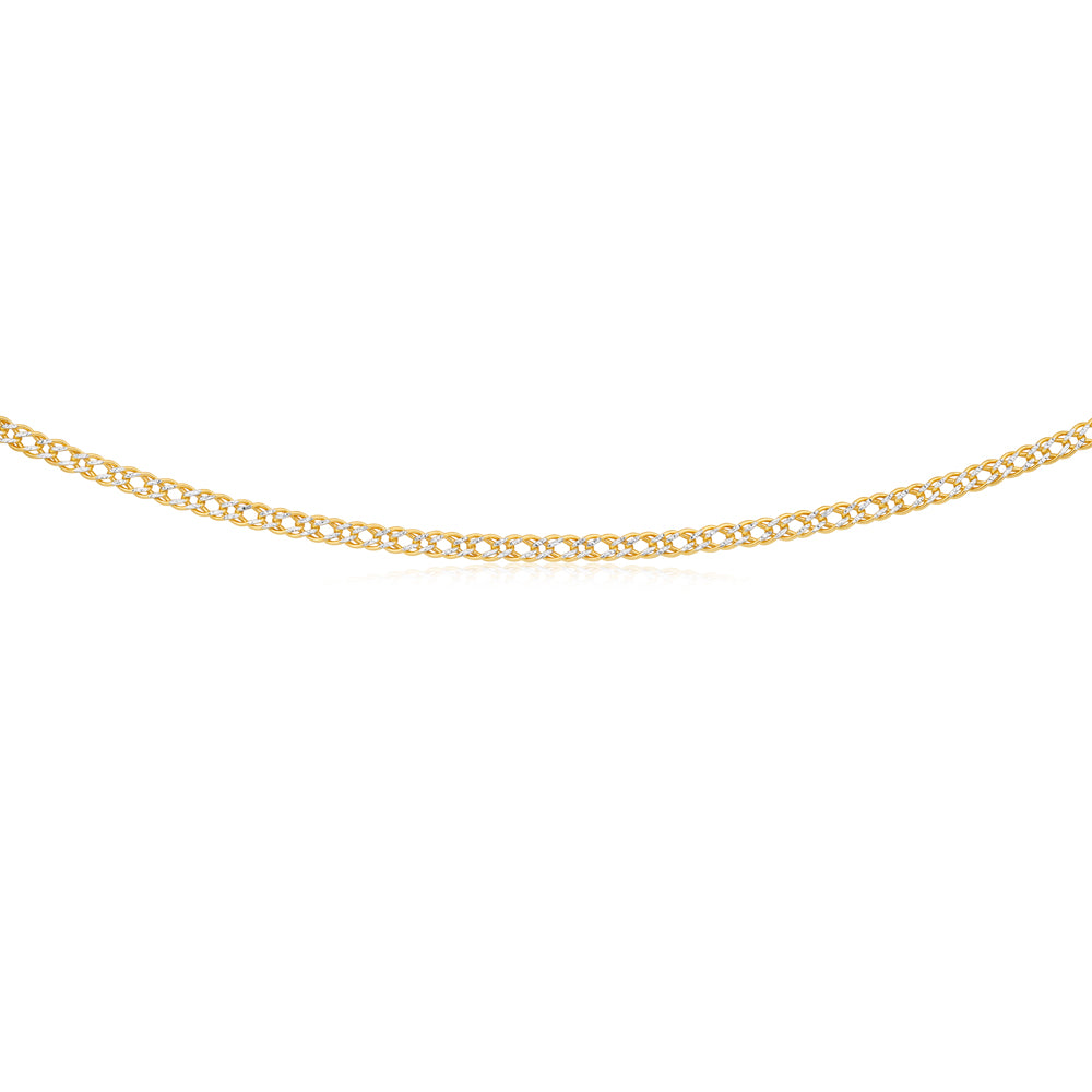 45cm 9 Carat Two-Tone Gold-Plated Double Curb Chain for Men and Women - A Fashionable Jewelry Piece