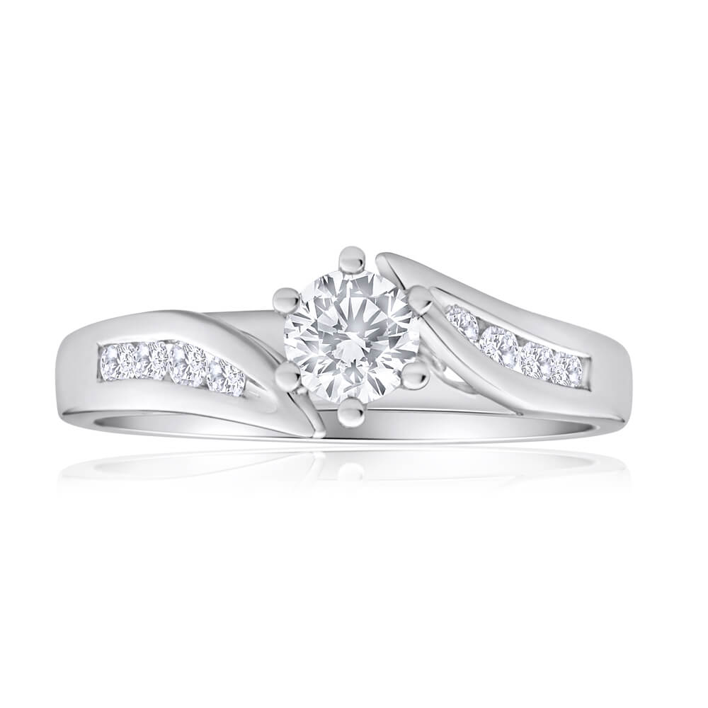 Stunning 1/2 Carat Diamond Engagement Ring in 18ct White Gold