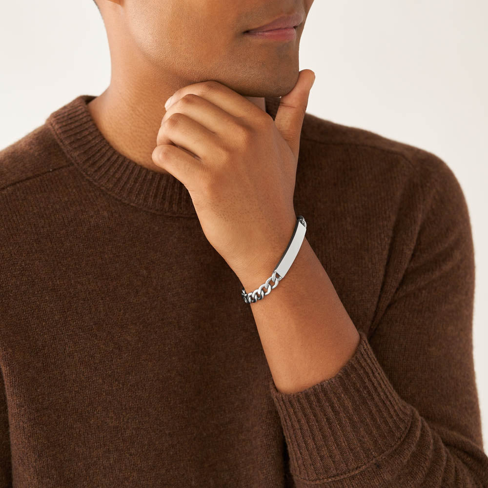 Fossil 22.4cm Stainless Steel Drew Stylish ID Bracelet