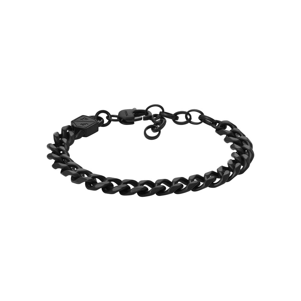 Stylish Fossil Bold Black Stainless Steel Bracelet, 16.5+5cm