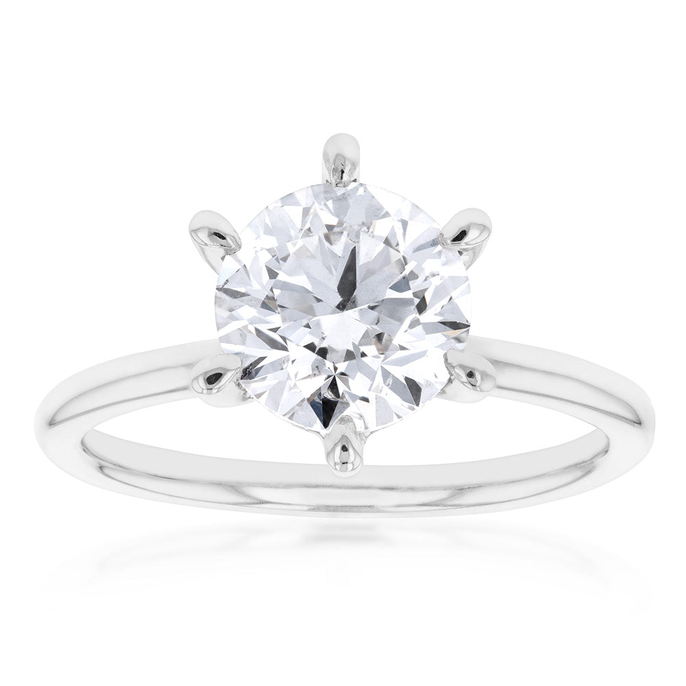 Exquisite 18ct White Gold Ring with 2.00 Carat Brilliant Cut GH SI Diamond Solitaire
