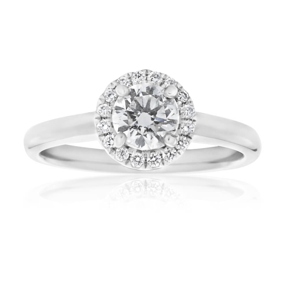 Exquisite 18ct White Gold Solitaire Ring with 1/2 Carat Certified Center Diamond