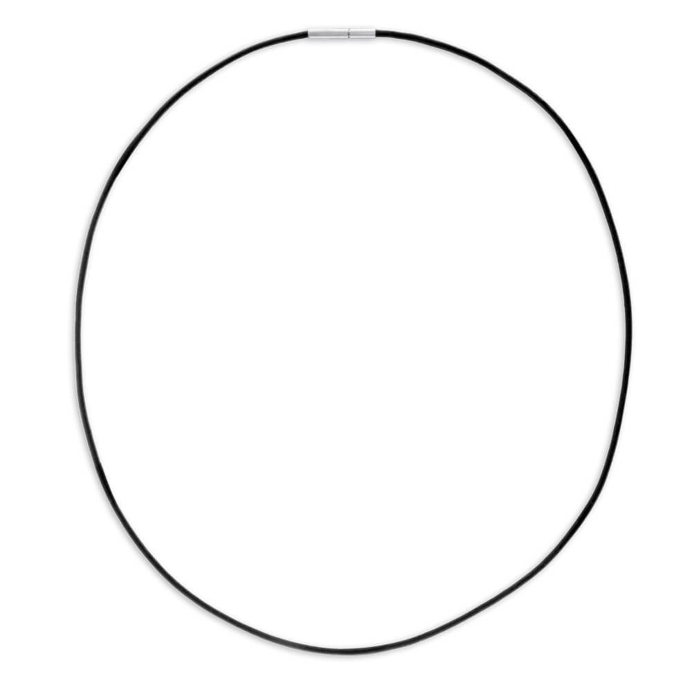 Stylish Forte Black Leather Fancy Stainless Steel Chain - 50cm