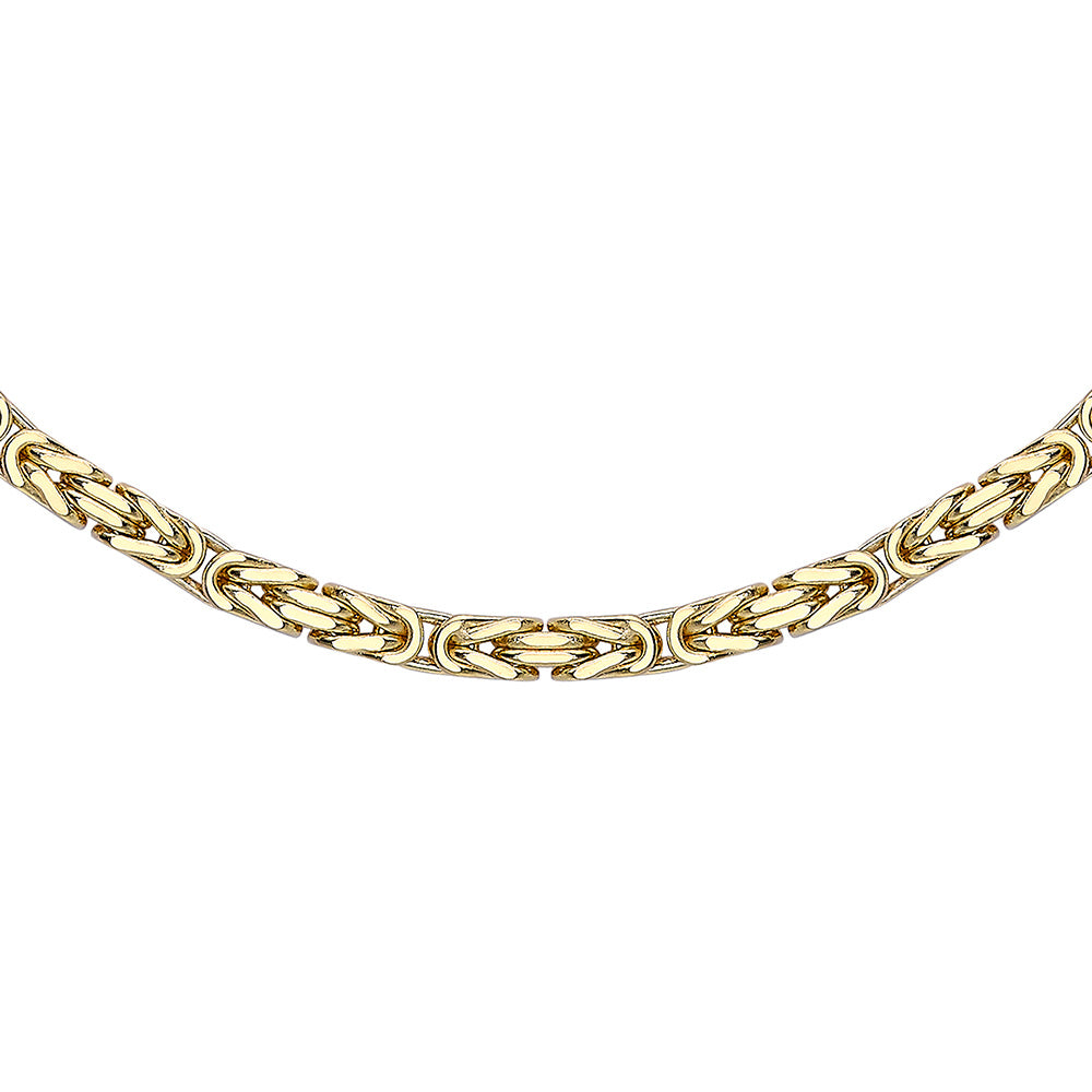 45cm Long 9 Carat Yellow Gold Square Byzantine Style Necklace Chain