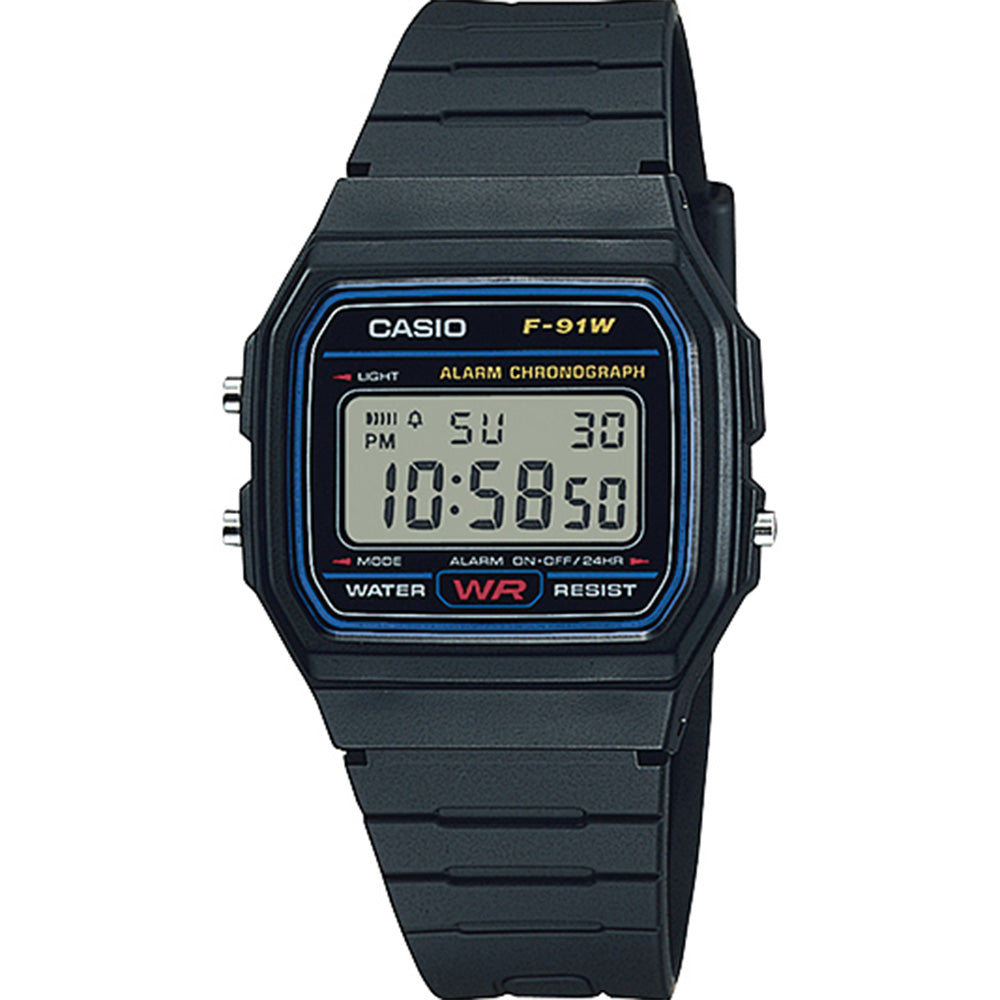 Casio F91W-1 Digital Watch: Sleek Black, Durable & Lightweight