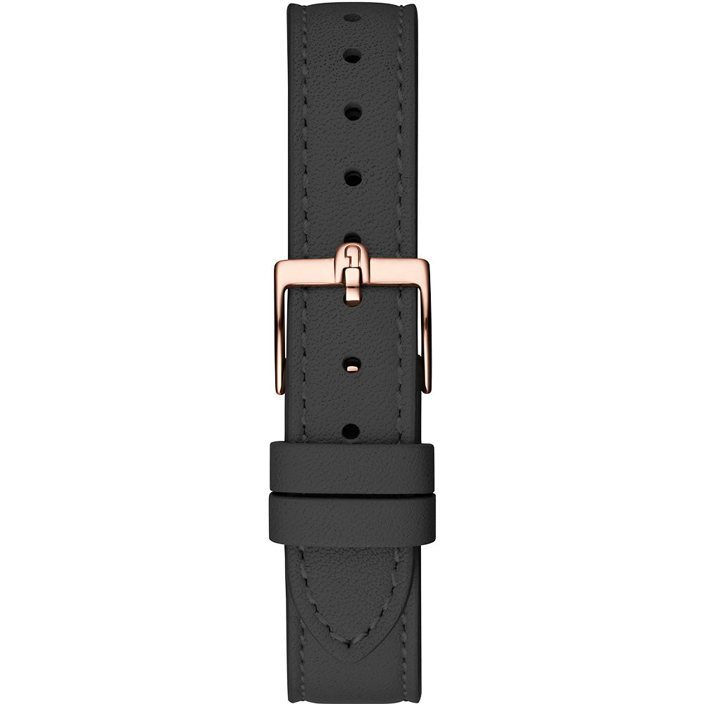 Furla Black Leather Strap Rose Gold Plated Women's Logo Watch