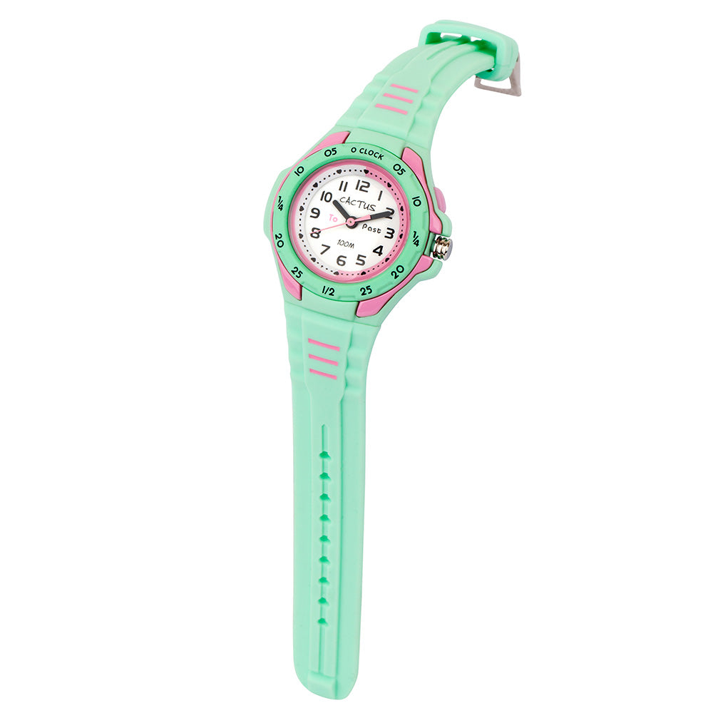 Mint Green Cactus Time Teacher CAC116M12 Kids Analogue Watch for Ages 4 - 10