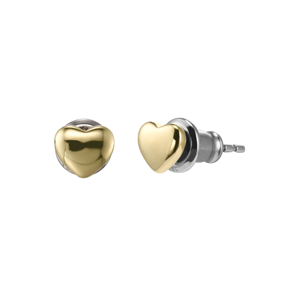 Fossil Fashionable Yellow Gold - Coated Stainless Steel Mother - of - Pearl Earring and Pendant with Chain Jewelry Set