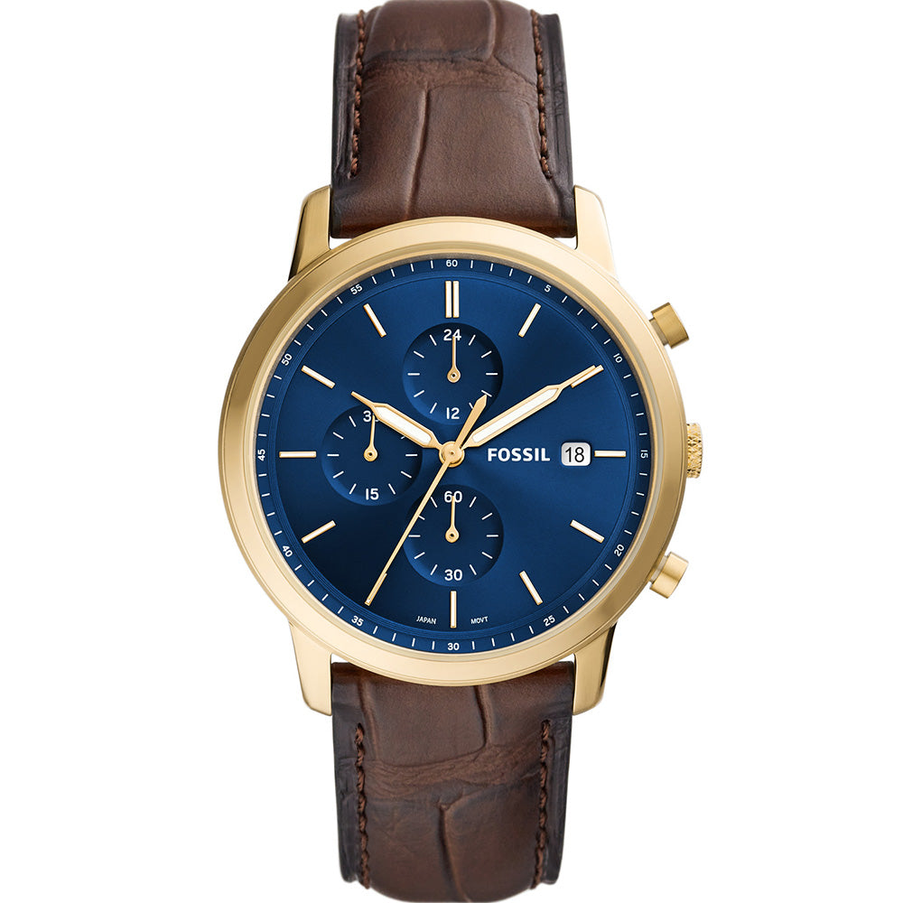 Fossil FS5942 Men's Minimalist Watch with Brown Leather Strap