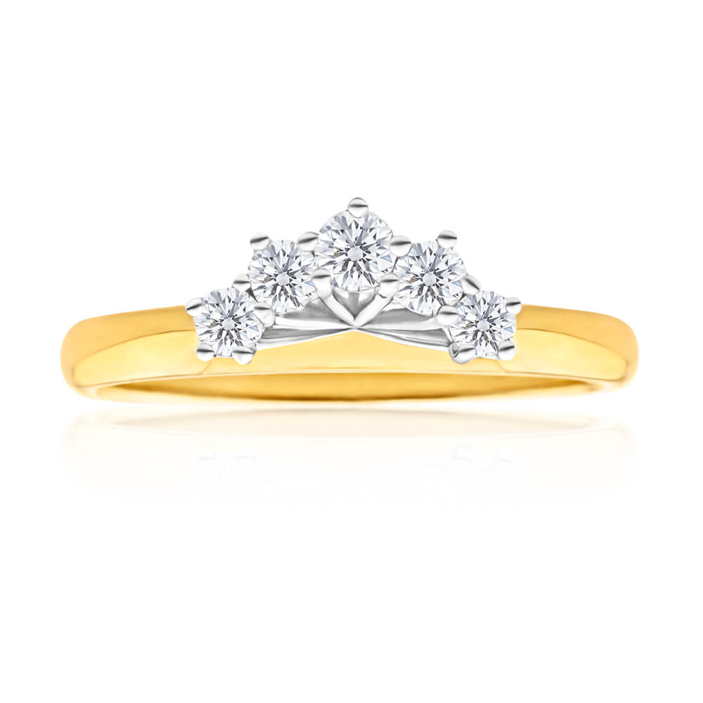 Exquisite 18ct Yellow and White Gold 'Anise' Diamond Ring Featuring 0.25 Carats of Sparkling Diamonds