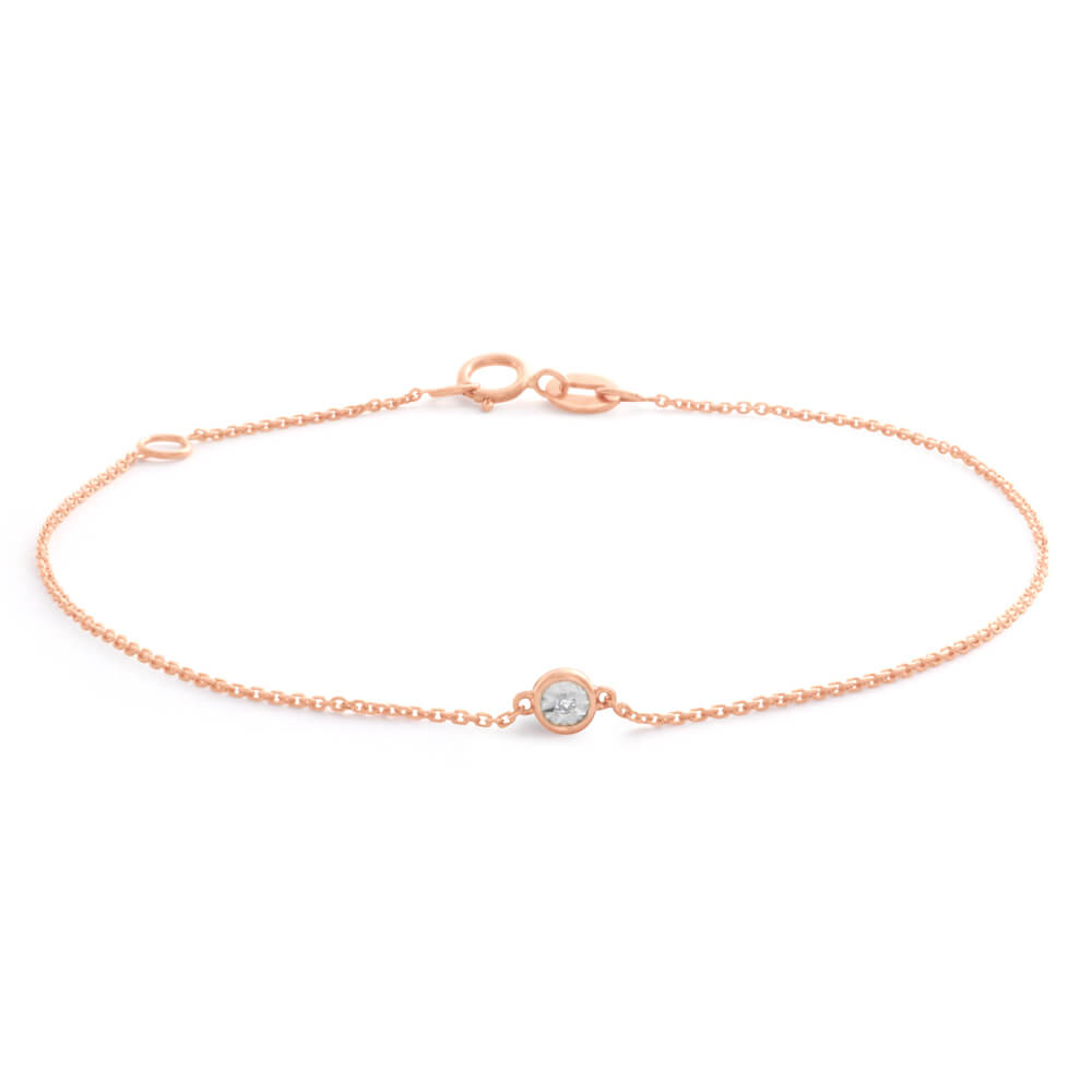 16 - 18cm Adjustable 9ct Rose Gold Bracelet with Stunning Diamonds