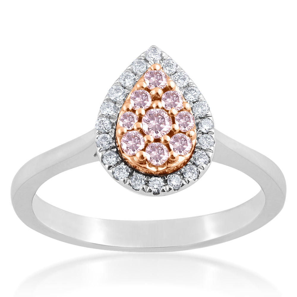 Exquisite 9ct White and Rose Gold Ladies' Diamond Ring Featuring 1/3 Carat of Pink Argyle Diamonds