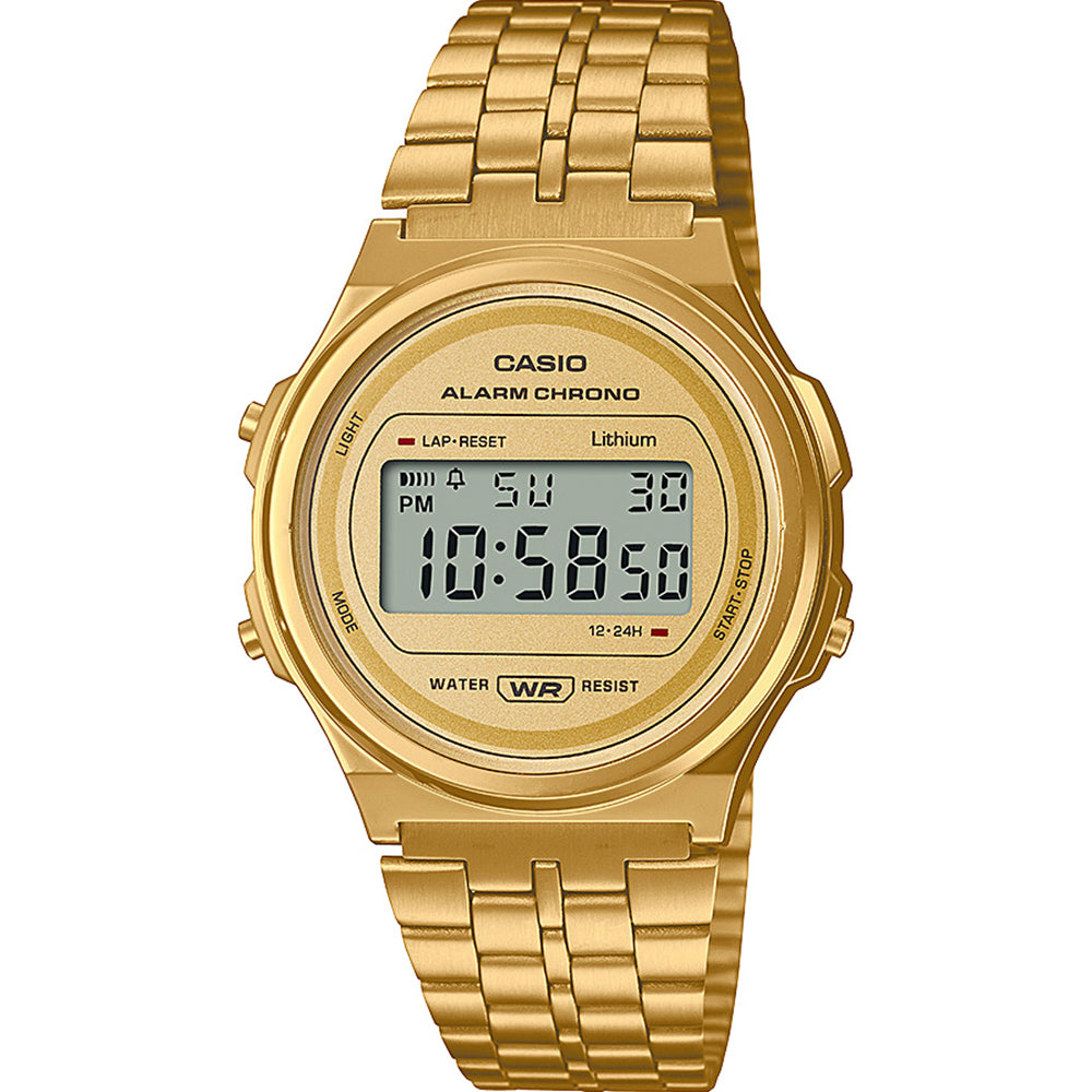 Casio A171WEG-9A Vintage Gold Digital Watch with Long Battery Life
