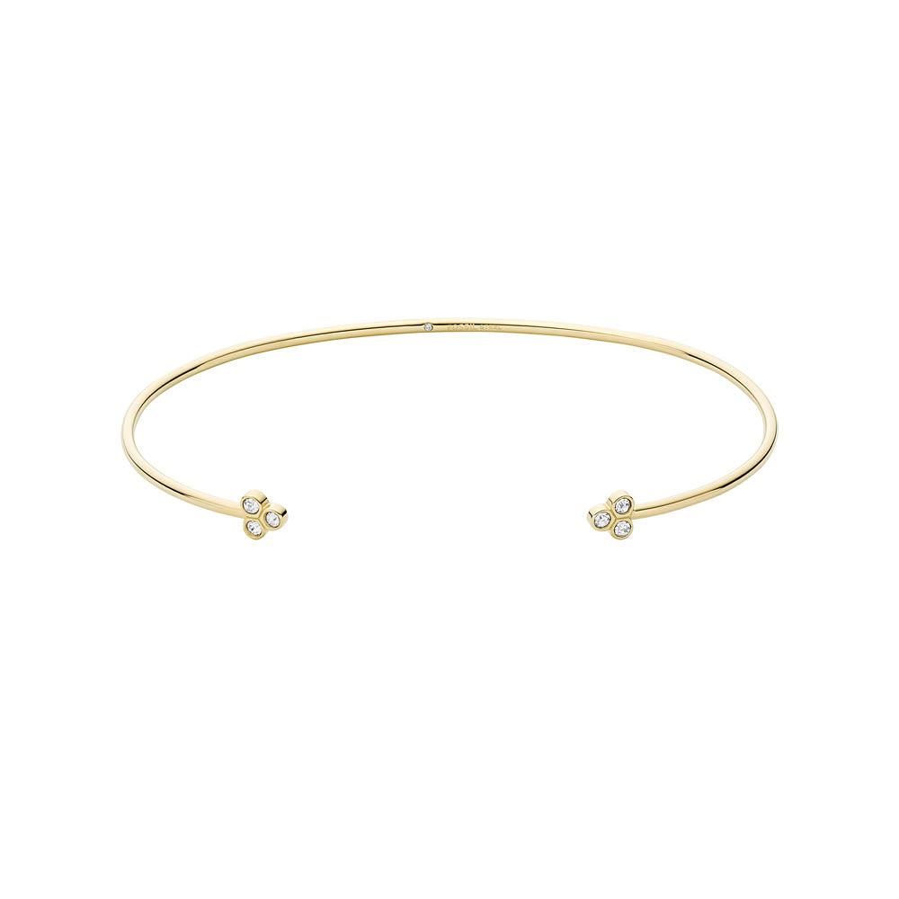 Fossil Stylish Yellow Gold - Coated Stainless Steel Sadie Trio Sparkling Cuff Bangle Jewelry