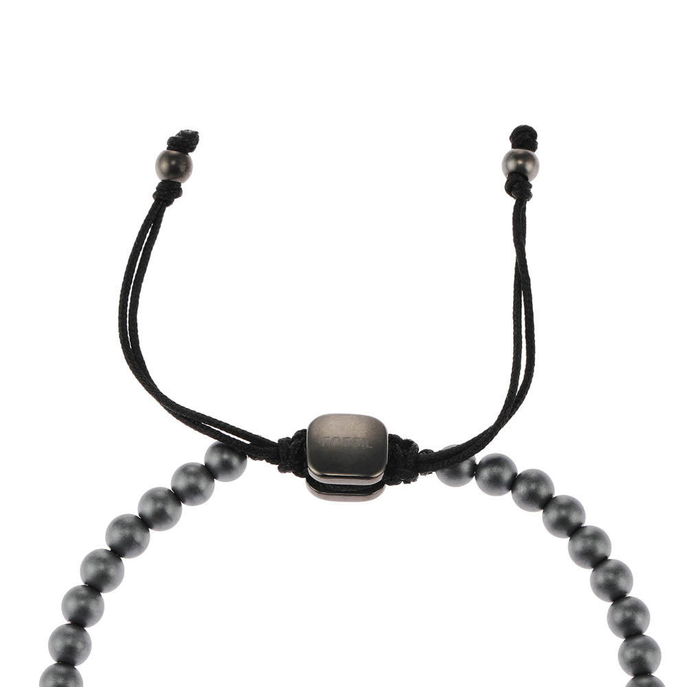 Fossil Branded Stainless Steel Fashion Jewelry Hematite Beaded Bracelet with 25cm Length