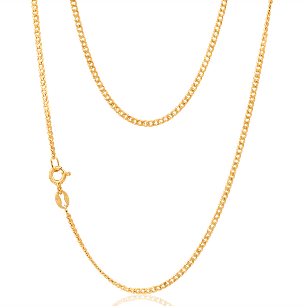 50cm 50Gauge 9ct Solid Yellow Gold Curb Dicut Chain for Stylish Look