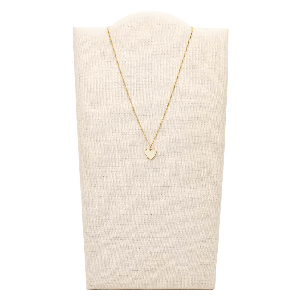 Fossil Drew Heart Pendant with Yellow Gold Plated Stainless Steel Chain