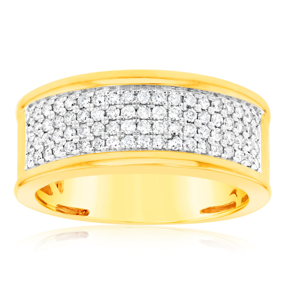 3/4 Carat Men's Diamond Ring Crafted in 10ct Yellow Gold for Gentlemen