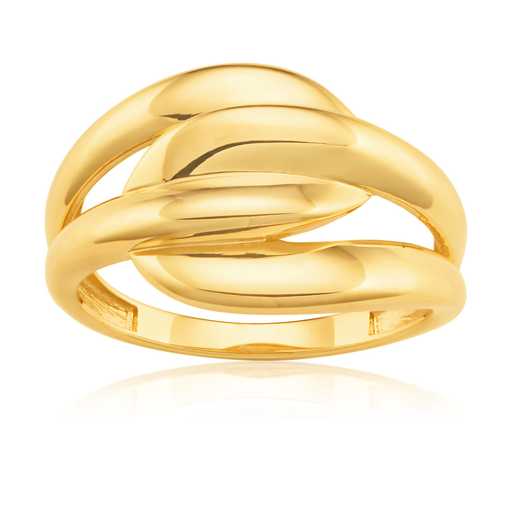 Stunning 9 Carat Yellow Gold Twisted Fashion Ring for Unique Style