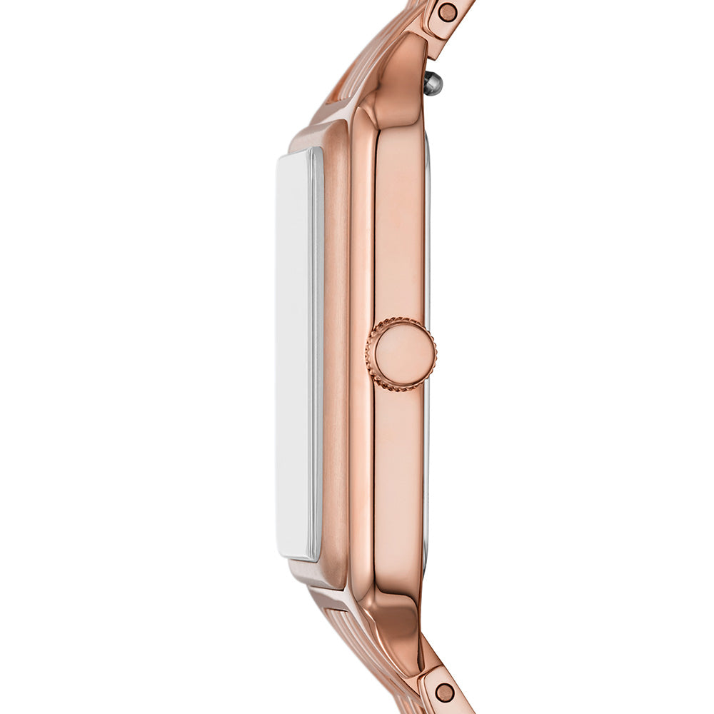 Fossil Rose Gold Rectangular Stainless-Steel Raquel ES5323 Watch