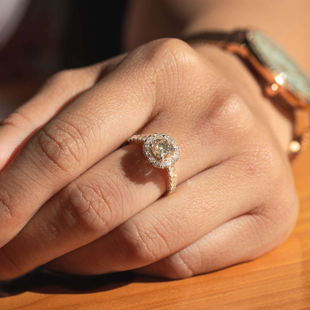 Exquisite 18ct Yellow Gold Ring with 1.50 Carat Diamond and 1 Carat Australian Diamond