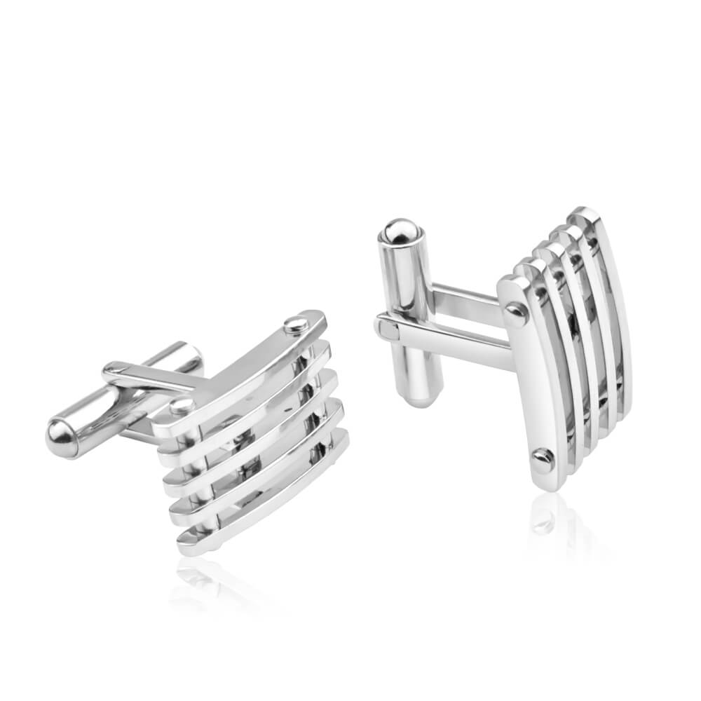Elegant Forte Stainless Steel Rectangular Cufflinks for Suit - Wearing Gentlemen