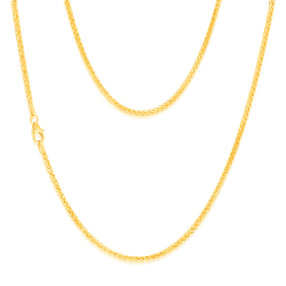 50 Gauge 50cm 9ct Yellow Gold Wheat Chain with Diamond Cut