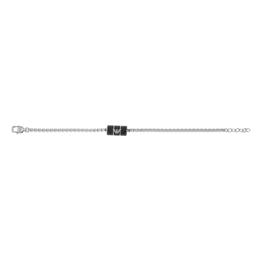 Emporio Armani Stylish Stainless Steel Bracelet with Black Matte Lacquer Finish
