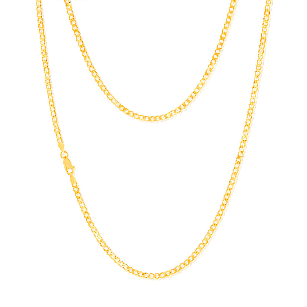 80 Gauge 55cm 9ct Solid Yellow Gold Curb Chain for Jewelry Lovers