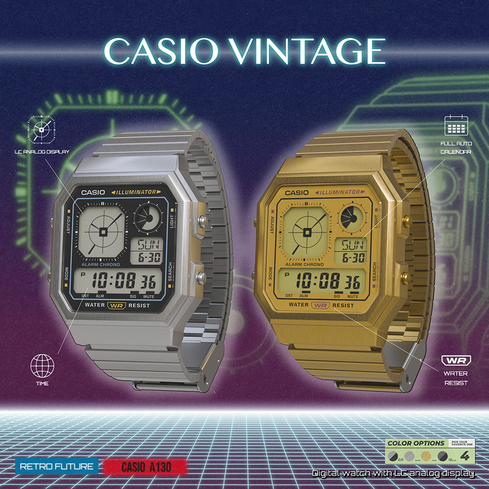 Casio Vintage A130WEG-9A All-Gold Digital Watch with Analog Look