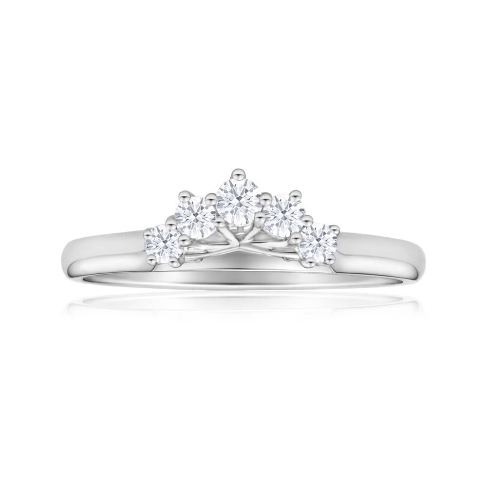 Exquisite 18ct White Gold Women's Diamond Ring Adorned with 0.25 Carats of Brilliant Cut Claw - Set Diamonds