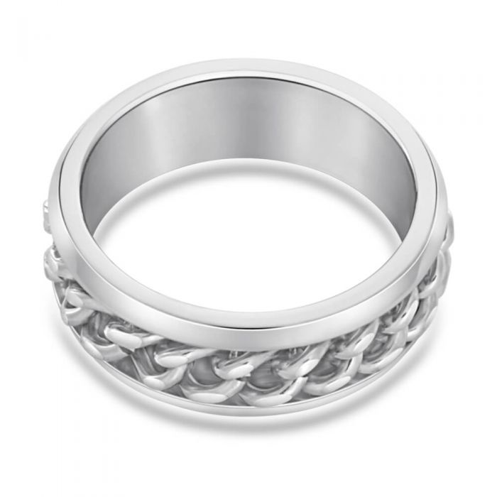 High - Quality Forte Stainless Steel Chain Link Patterned Ring for Everyday Wear