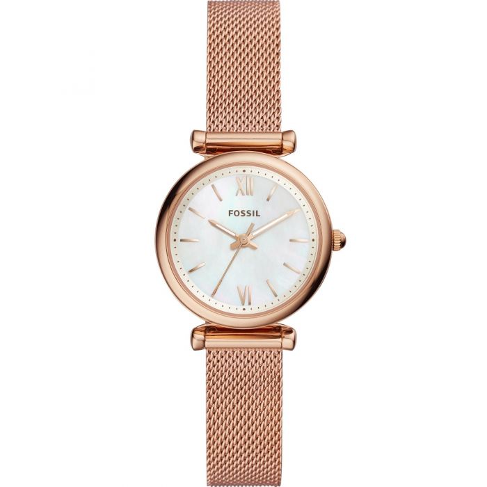 Fossil Carlie Mini ES4433 Rose Gold-Tone Stainless Steel Three-Hand Women's Watch