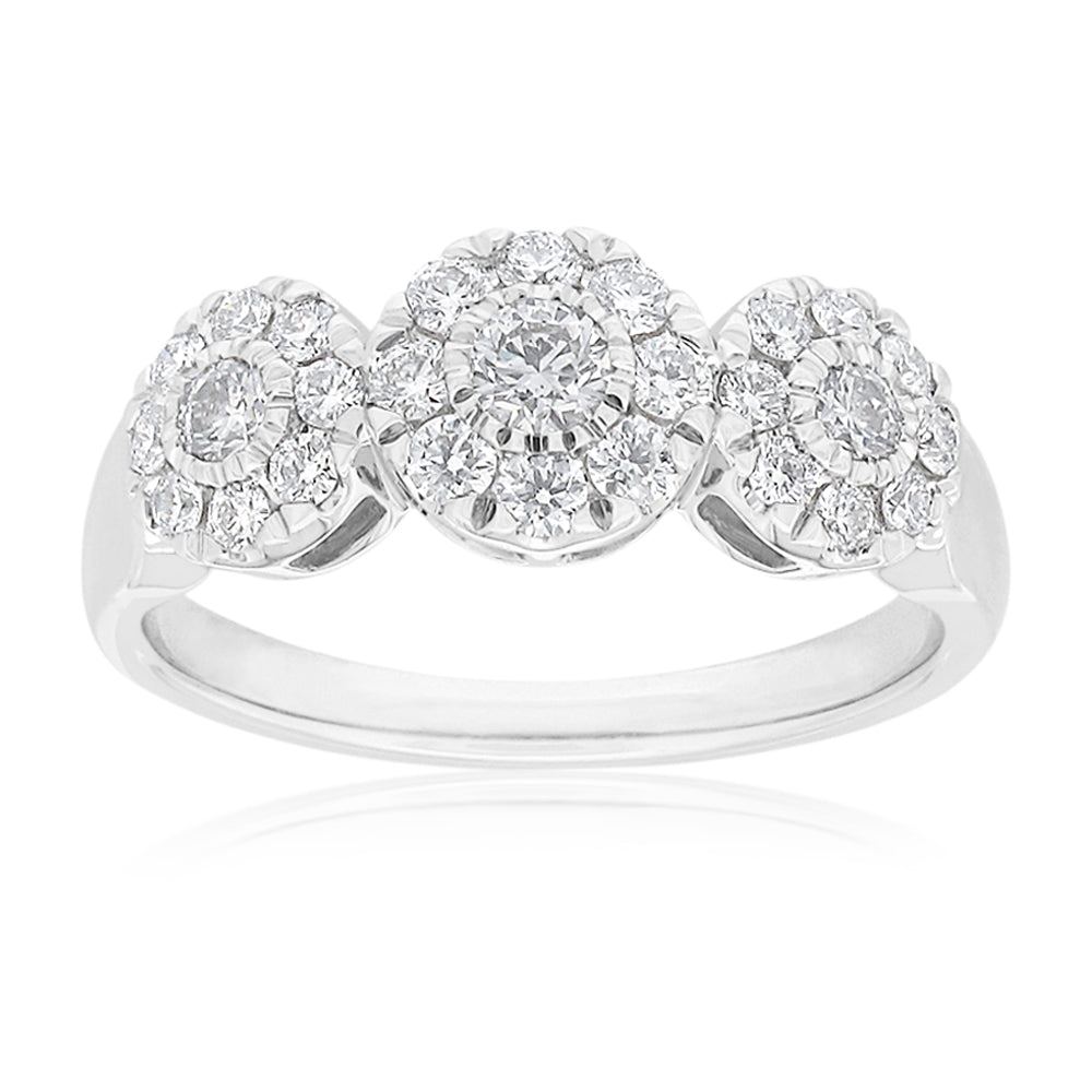Stunning 9ct White Gold Engagement Ring Adorned with 0.60 Carat of Expertly Cut Flawless Diamonds