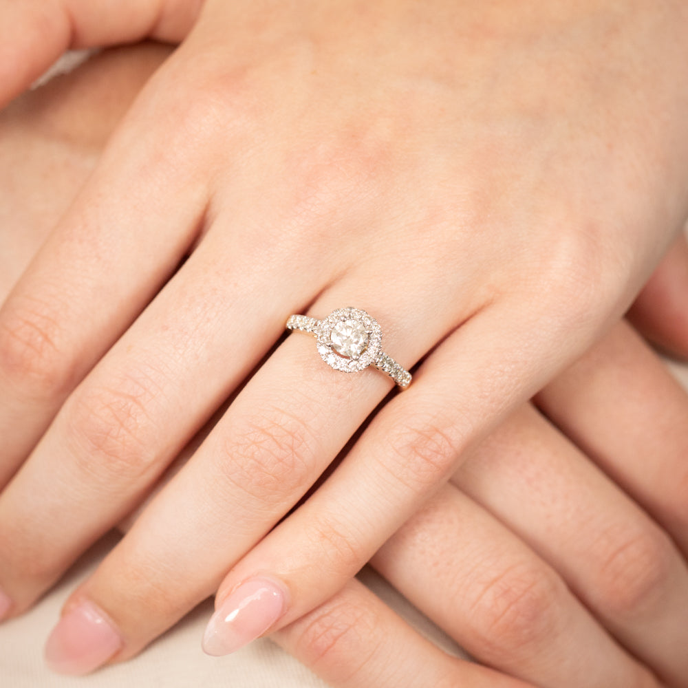 Exquisite 18 - carat Yellow Gold Engagement Ring Featuring a 1.00 - carat Diamond and a 0.50 - carat Australian Diamond