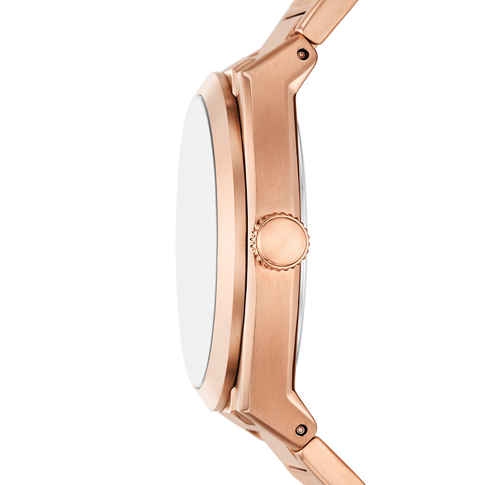 Fossil Men's Everett FS6028 Rose Gold-Tone Stainless Steel Watch with Brown Dial