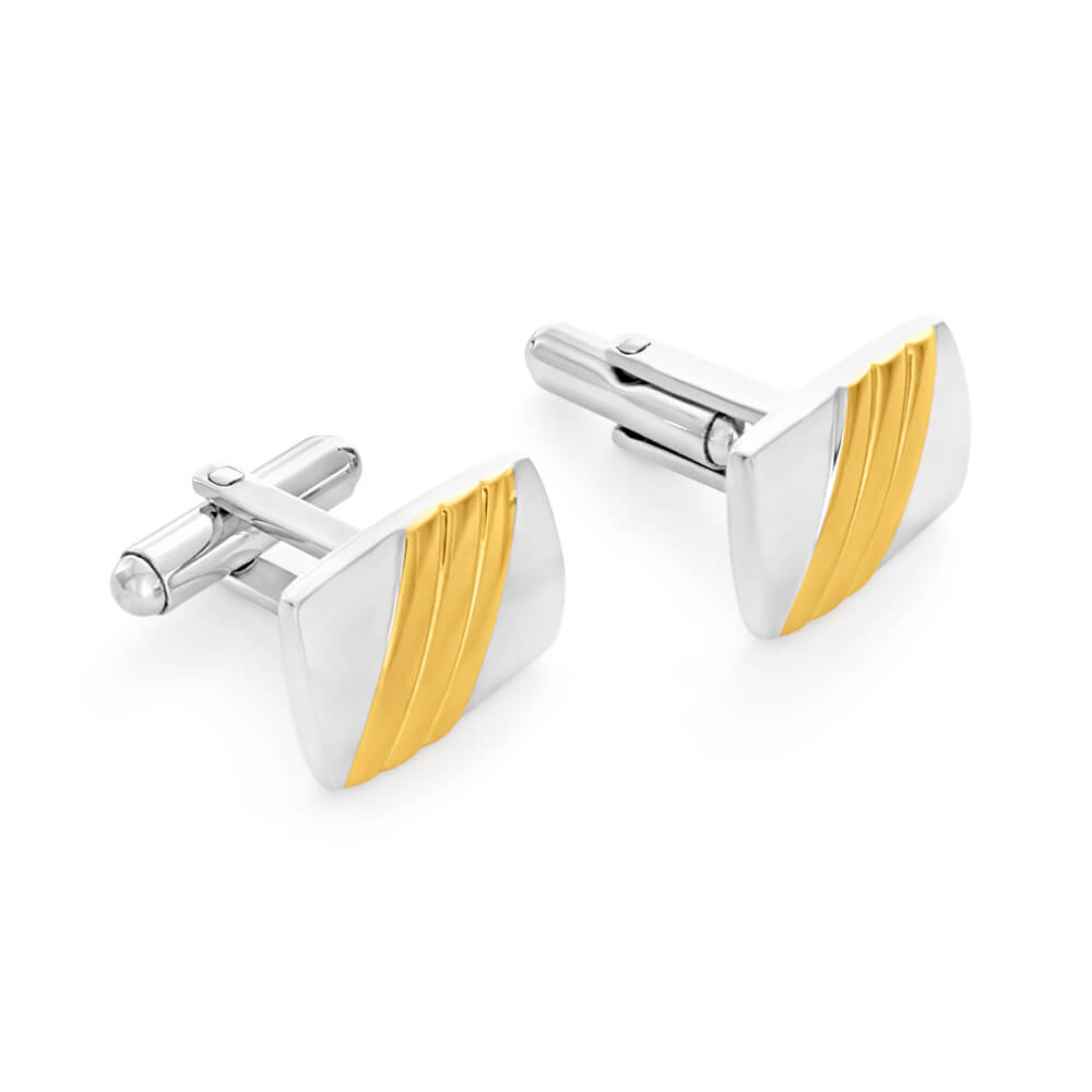 Stylish Forte Gold-Plated Stainless Steel Cufflinks for Suited Gentlemen