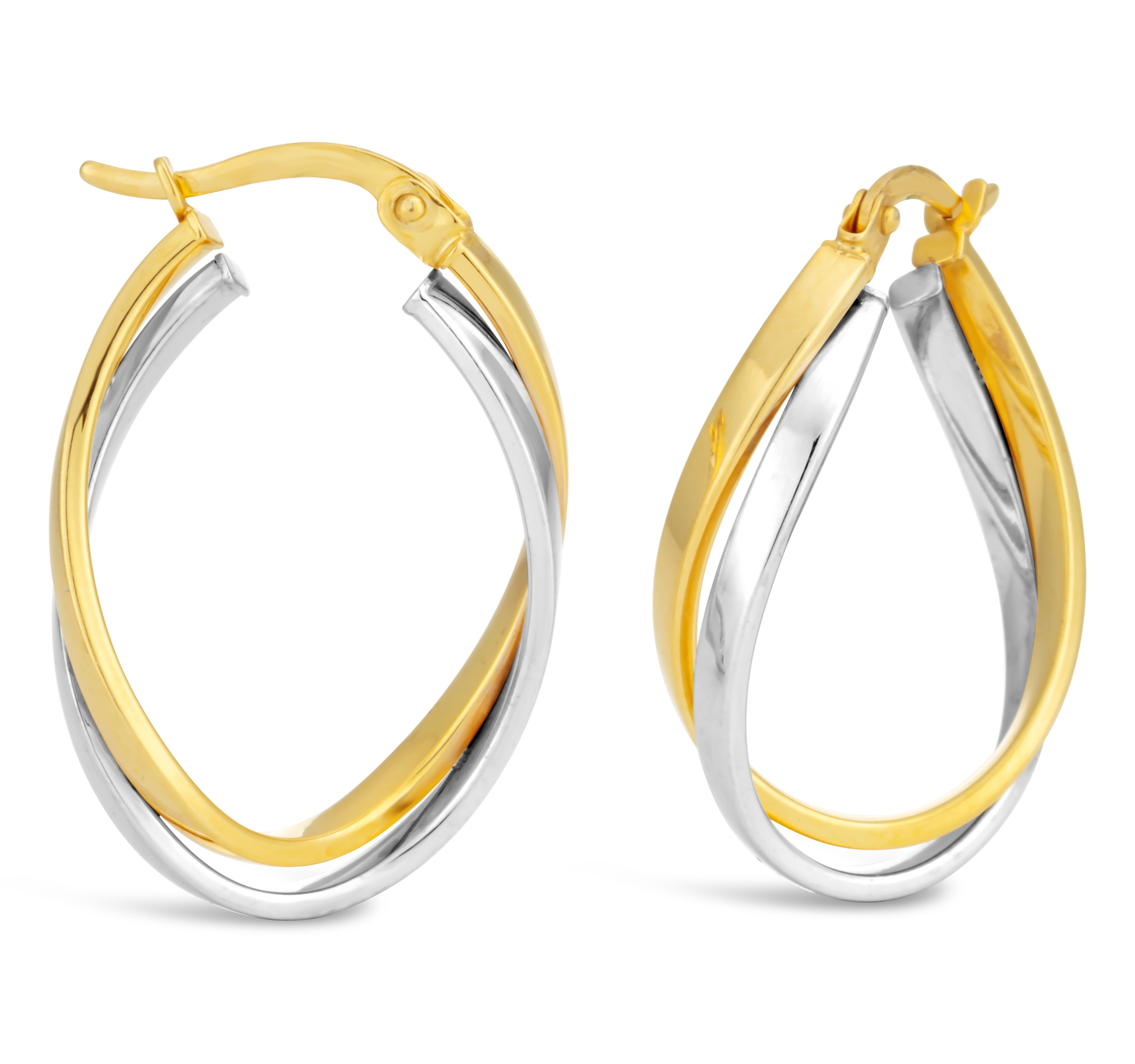 Stylish 9ct Two-Tone Gold Filled Double Tube Hoop Earrings for Fashion Lovers
