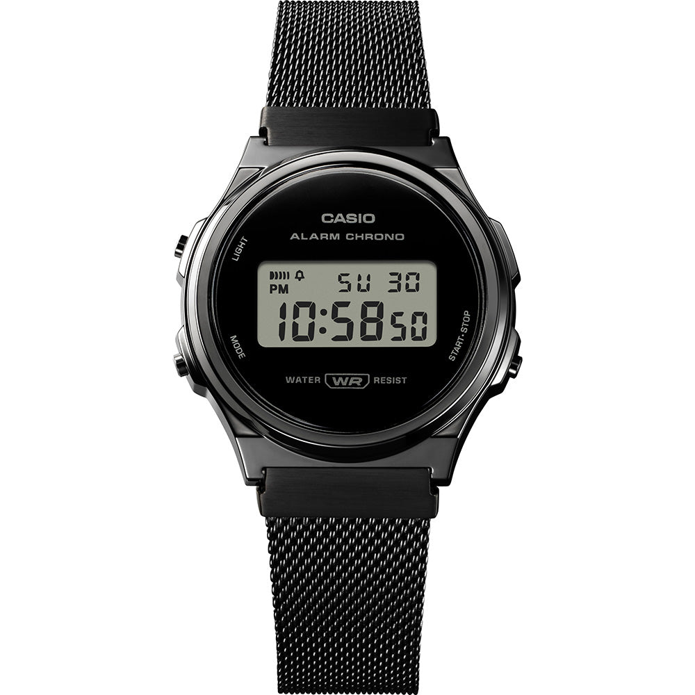 Casio A171WEMB-1A Vintage One-Tone Grey Mesh Digital Watch with Premium Build
