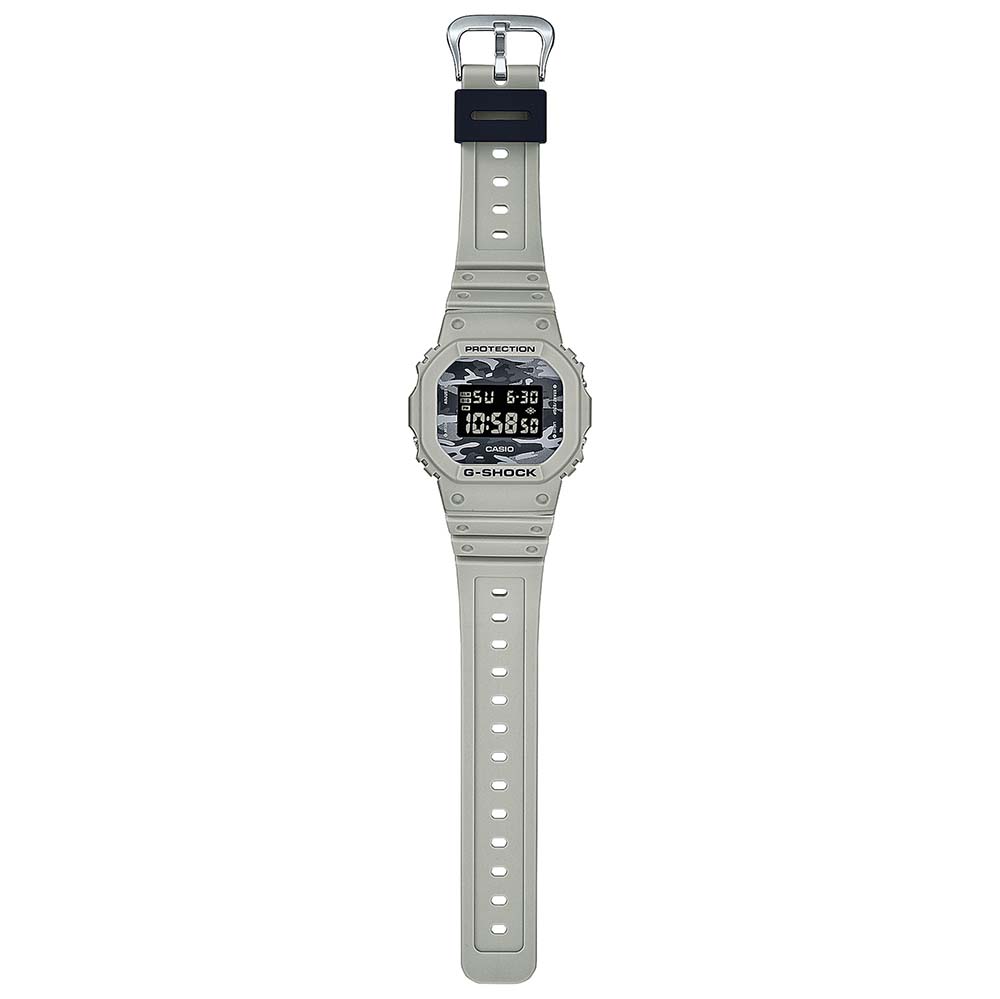 G-Shock DW5600CA-8D Light Grey Resin Digital Watch with Camo Dial