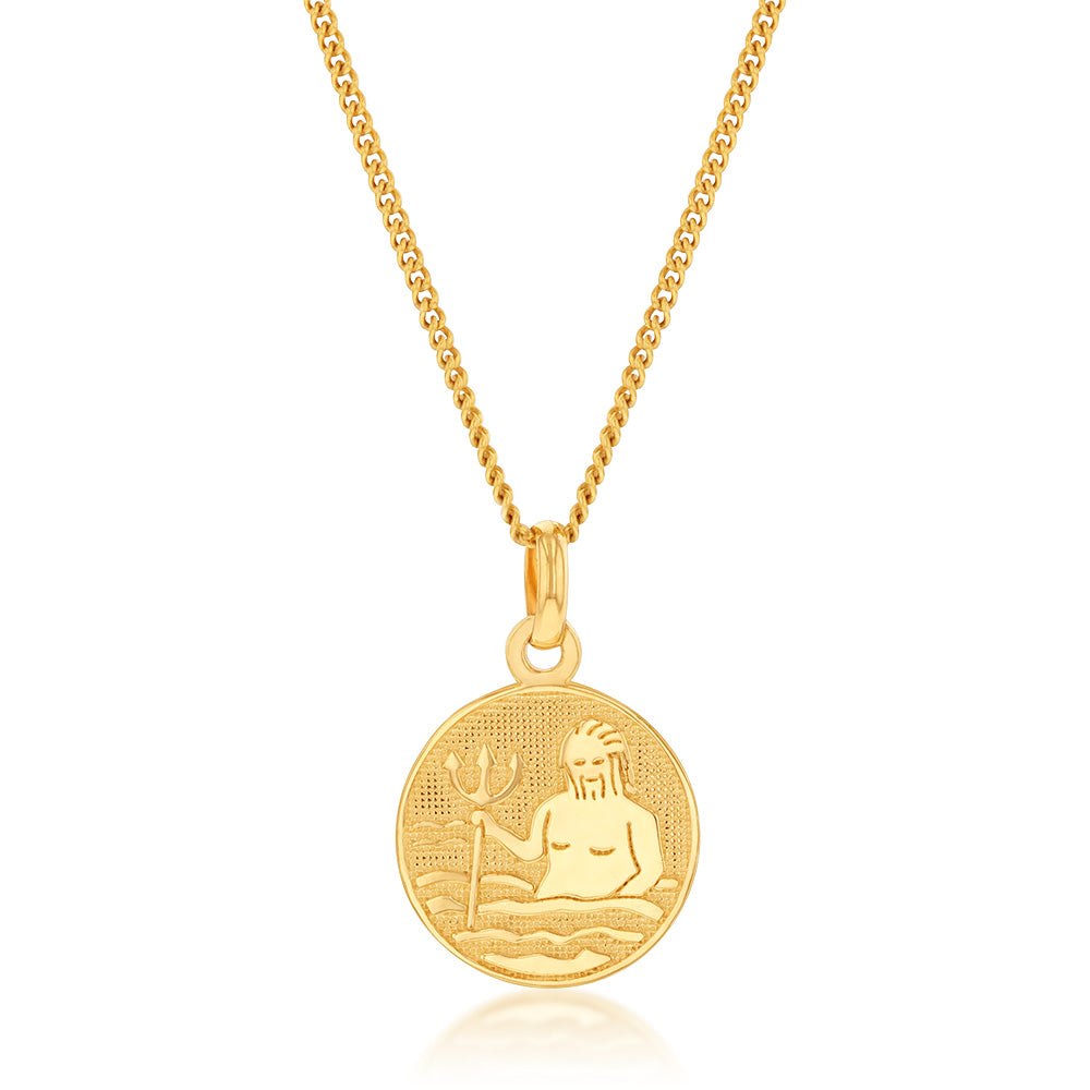 Stunning 9ct Yellow Gold Aquarius Zodiac Pendant for Individuality