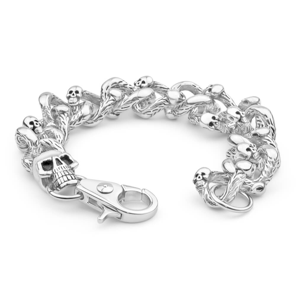 Stylish Forte Stainless Steel Skull - Linked Fancy Bracelet for Fashion Enthusiasts