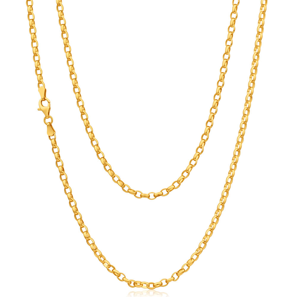 9 Carat Elegant Solid Yellow Gold Classic Belcher Style Necklace Chain