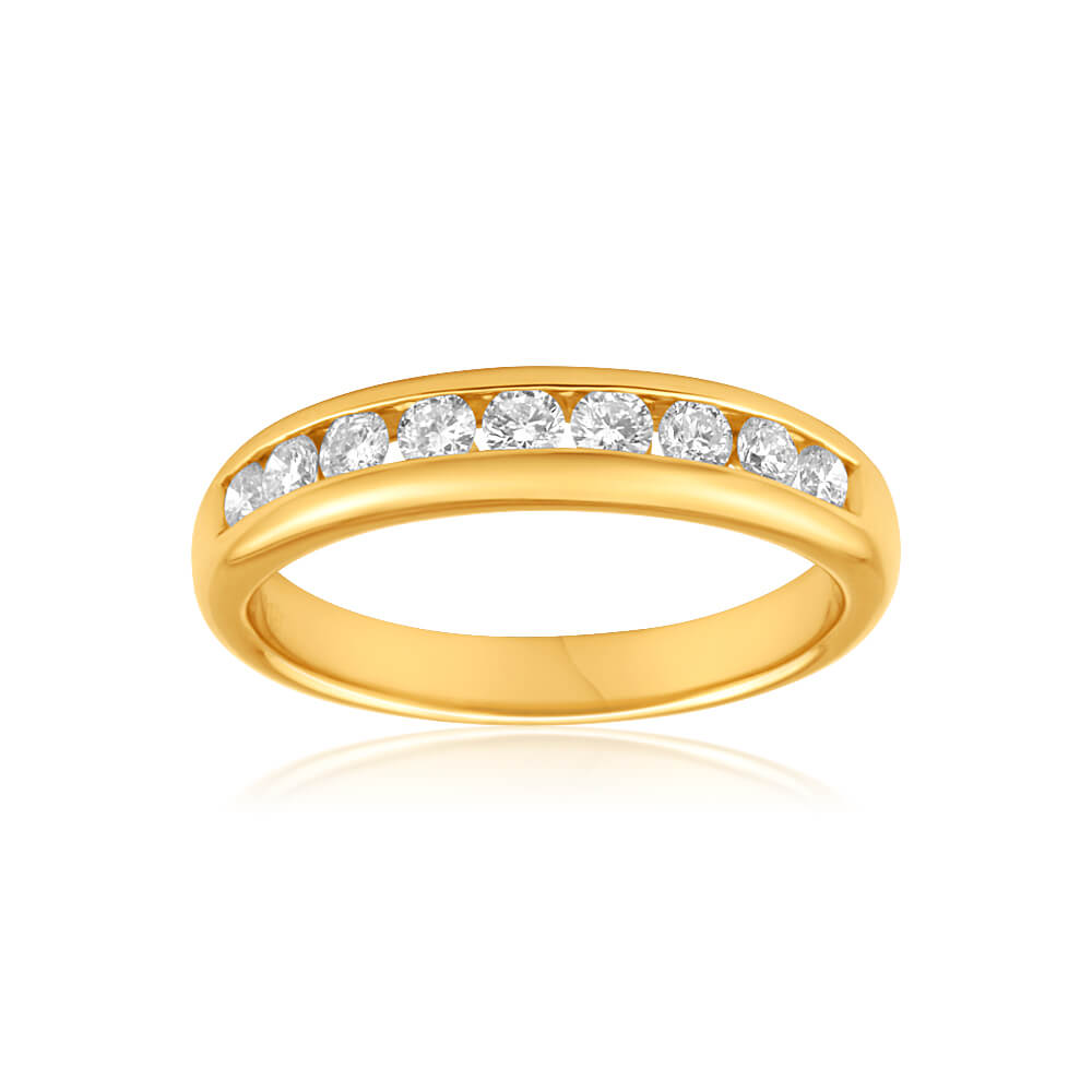 18ct Yellow Gold 'Stefania' Ring Adorned with 0.5 Carats of Sparkling Brilliant Cut Diamonds