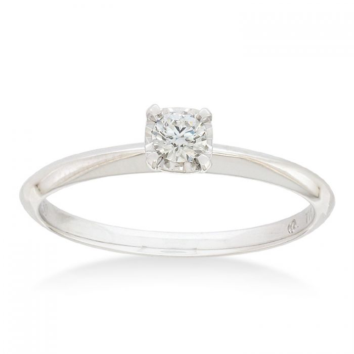 Exquisite 18ct White Gold Single-Stone Solitaire Engagement Ring Featuring a 1/6 Carat Sparkling Diamond