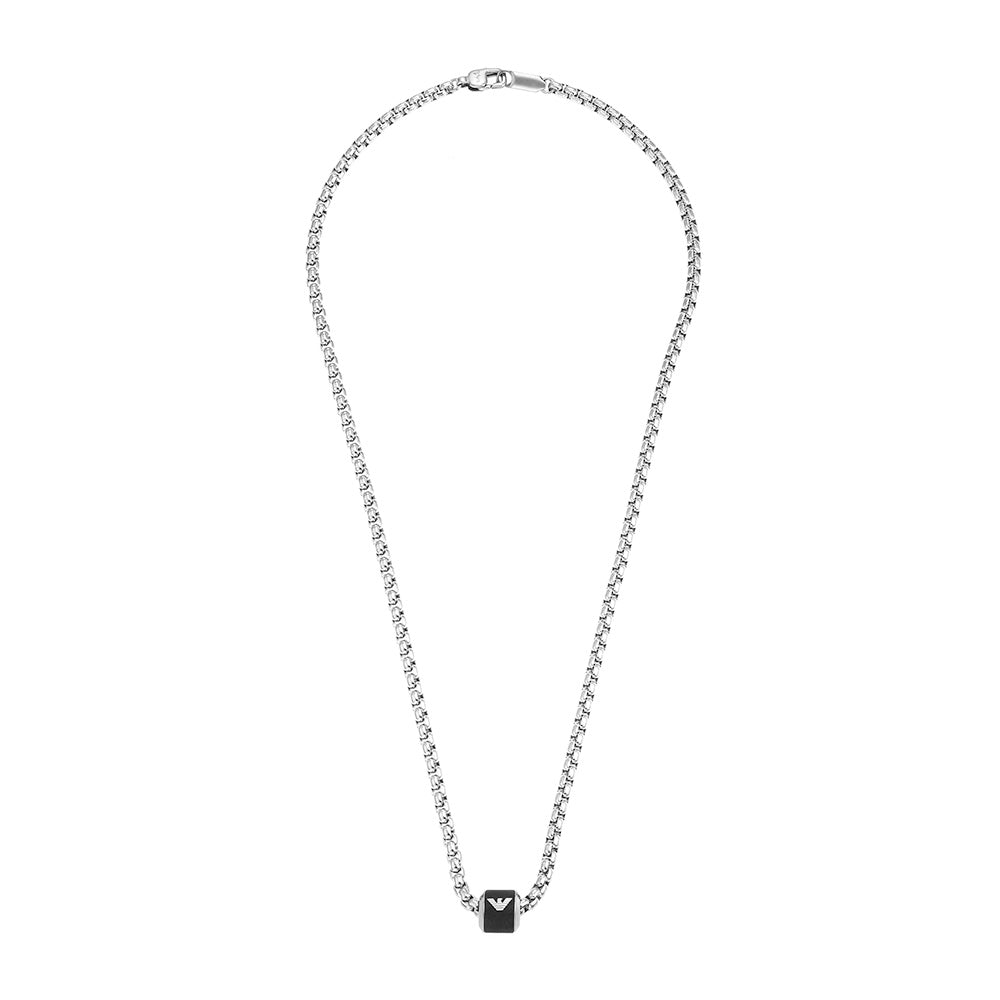 Emporio Armani Black Marble Stainless Steel Pendant on a Stylish Chain