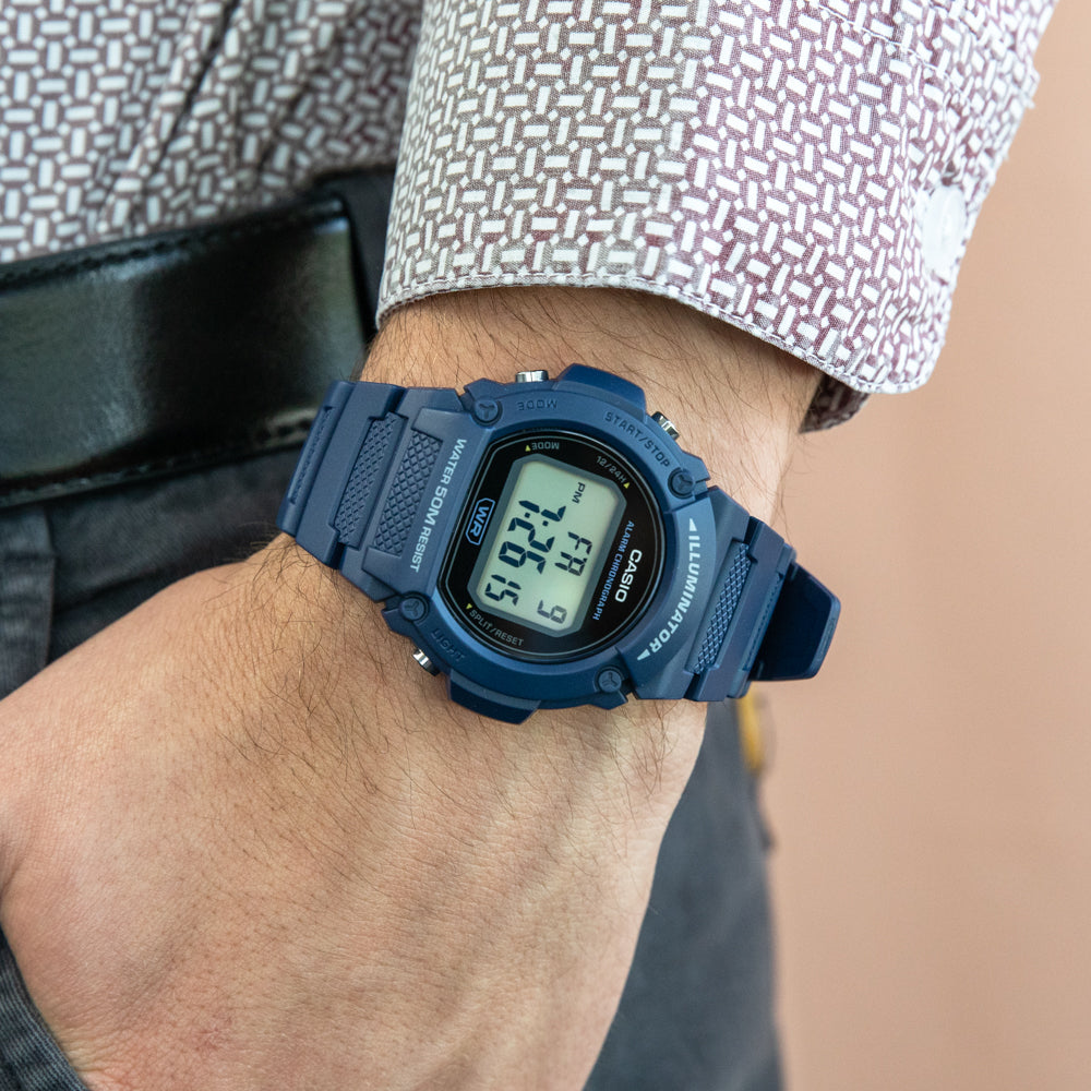 Casio W219H-2 Lightweight Blue Digital Watch for Men, 50M Water Resistant
